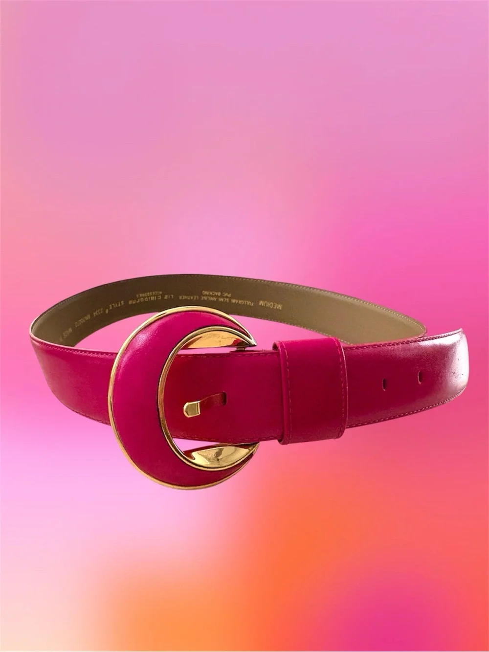VTG Liz Claiborne Pink Leather Gold Buckle Belt Size M